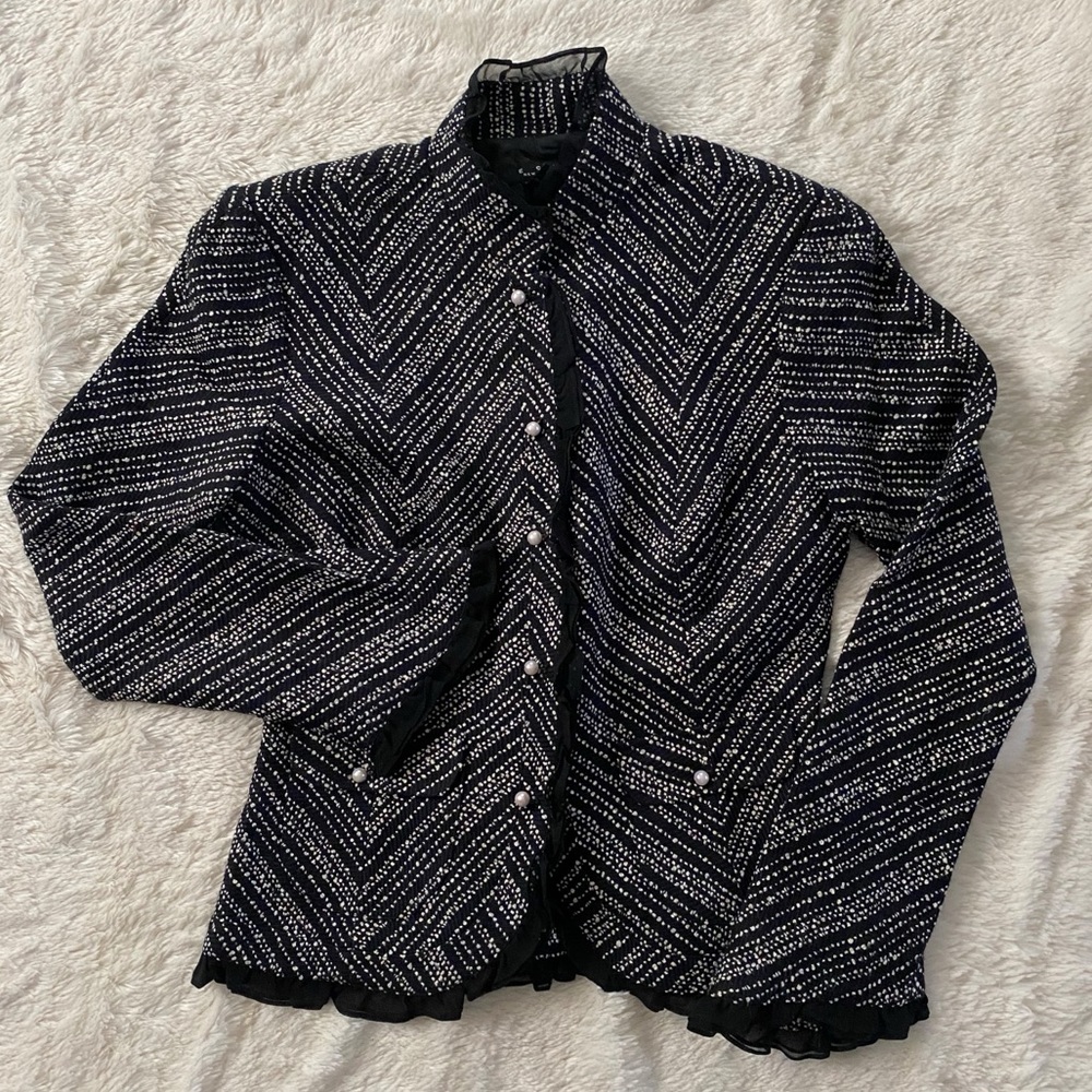 Black and White Victorian Inspired Blazer - ECI New York